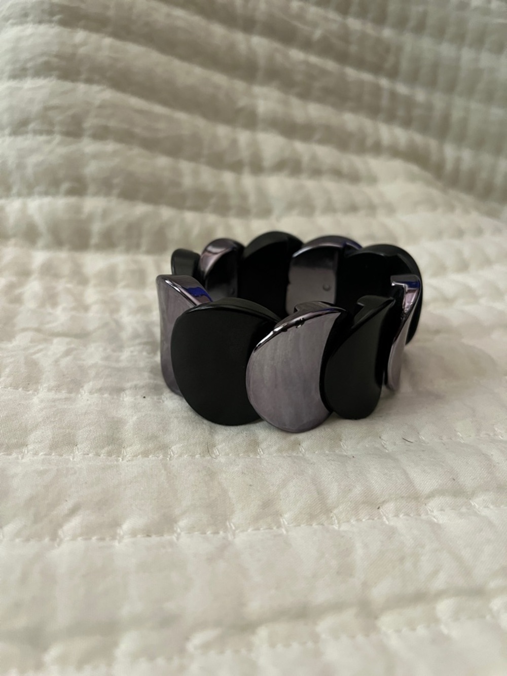 Chunky Black and Gunmetal Resin Stretch Bracelet